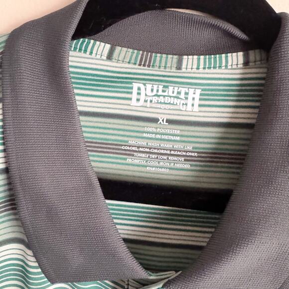 Duluth Trading Co. Green Striped Short Sleeve Polo - XL - Picture 3 of 5